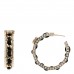 Crystal Lambskin CC Chain Hoop Earrings Gold Black