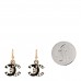 Glitter Enamel Pearl Crystal CC Drop Earrings  Black
