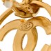 Metal Round CC Drop Clip On Earrings Gold