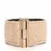Lambskin Quilted Pearl CC Cuff Bracelet Beige