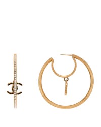 Baguette Crystal CC Drop Hoop Earrings Gold