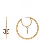 Baguette Crystal CC Drop Hoop Earrings Gold