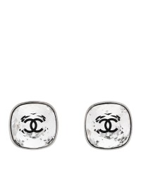 Crystal CC Clip On Earrings Silver