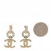 Metal Crystal CC Hoop Drop Earrings Gold