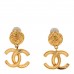 Metal CC Logo Drop Clip On Earrings Gold