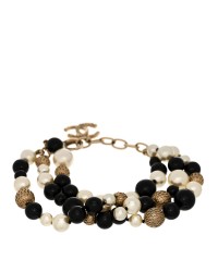 Metal Pearl Beaded Textured CC Gold Black White