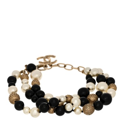 Metal Pearl Beaded Textured CC Gold Black White
