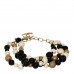 Metal Pearl Beaded Textured CC Gold Black White