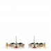 Metal Lambskin Crystal CC Chain Drop Earrings Black Gold Pink Multicolor