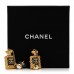 Crystal Pearl CC Perfume Bottle Chain Drop Earrings Gold
