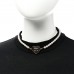 Metal Denim CC Heart Choker Gold Blue Pearly White