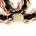Lambskin CC Chain Earrings Black Gold Pink