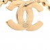 Crystal Pearl CC Door Knocker Hoop Earrings Gold Pearly White