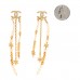 Pearl Crystal CC Flower Chain Multi Drop Earrings Gold