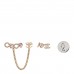 Metal Strass I Love Coco Heart Chain Climber Earrings Gold Pink