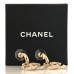 Metal Crystal Studded CC Hoop Drop Earrings Gold