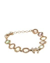 Metal Glass Crystal Strass Pearl CC Chain Bracelet Gold Multicolor Pearly White