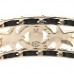 Metal Lambskin Crystal Chain Star CC Cuff M Black Gold
