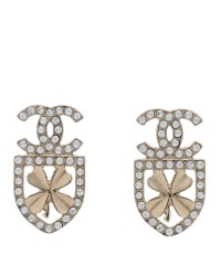 Crystal CC Sergeant Chanel Earrings Gold