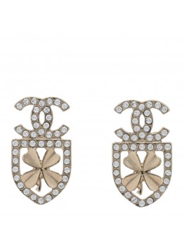 Crystal CC Sergeant Chanel Earrings Gold