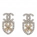 Crystal CC Sergeant Chanel Earrings Gold