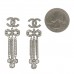 Crystal CC Bow Drop Earrings Silver