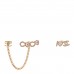 Metal Strass I Love Coco Heart Chain Climber Earrings Gold Pink