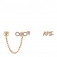 Metal Strass I Love Coco Heart Chain Climber Earrings Gold Pink