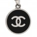 Metal Enamel CC Dangle Earrings Silver Black