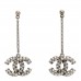 Baguette Crystal CC Drop Earrings Silver