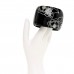 Resin Crystal Camellia CC Cuff Bracelet Black Silver