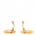 Metal Logo Open Work Round Clip On Earrings Gold