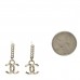 Metal Crystal Studded CC Drop Earrings Gold