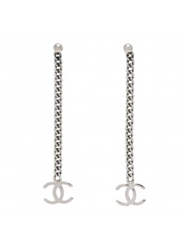 CC Long Drop Earrings Silver