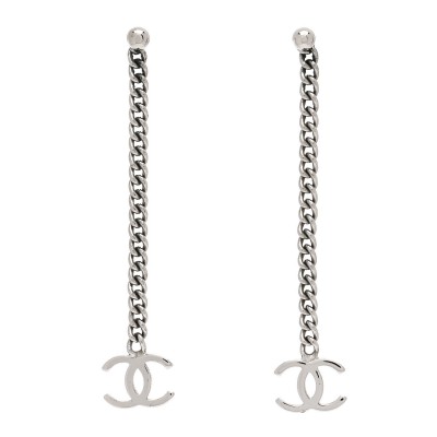 CC Long Drop Earrings Silver