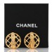 Metal Logo Open Work Round Clip On Earrings Gold