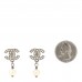 Crystal Pearl CC Drop Earrings Silver