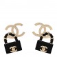 Metal Resin Lambskin Quilted CC Turnlock Chain Flap Bag Hoop Earrings Black Gold