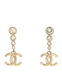 Crystal CC Drop Earrings Gold