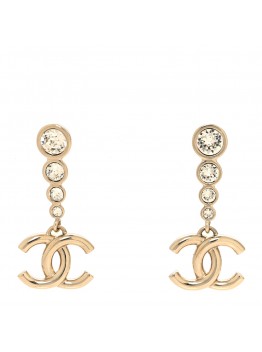 Crystal CC Drop Earrings Gold