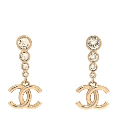 Crystal CC Drop Earrings Gold