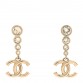 Crystal CC Drop Earrings Gold
