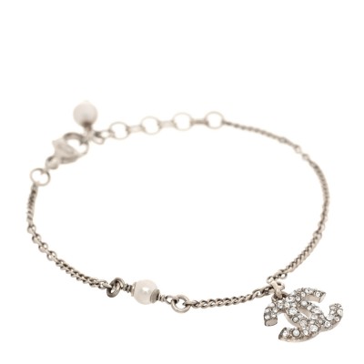 Pearl Crystal CC Bracelet Gold