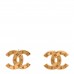 Metal CC Paris Button Stud Earrings Gold