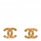 Metal CC Paris Button Stud Earrings Gold