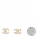 Enamel CC Earrings Gold White