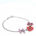 Enamel Heart CC Charm Bracelet Red Pink Silver