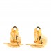 Metal Pearl CC Heart Drop Clip On Earrings Gold