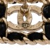 Crystal Lambskin Chain Sergeant Chanel Stud Earrings Black Gold
