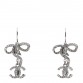 Crystal CC Bow Drop Earrings Silver